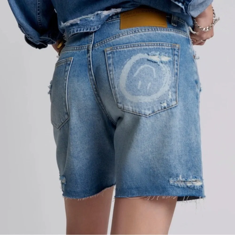 NWT ONE TEASPOON Jacksons Mid Waist Wide Leg Denim Shorts - Pacifica size 25